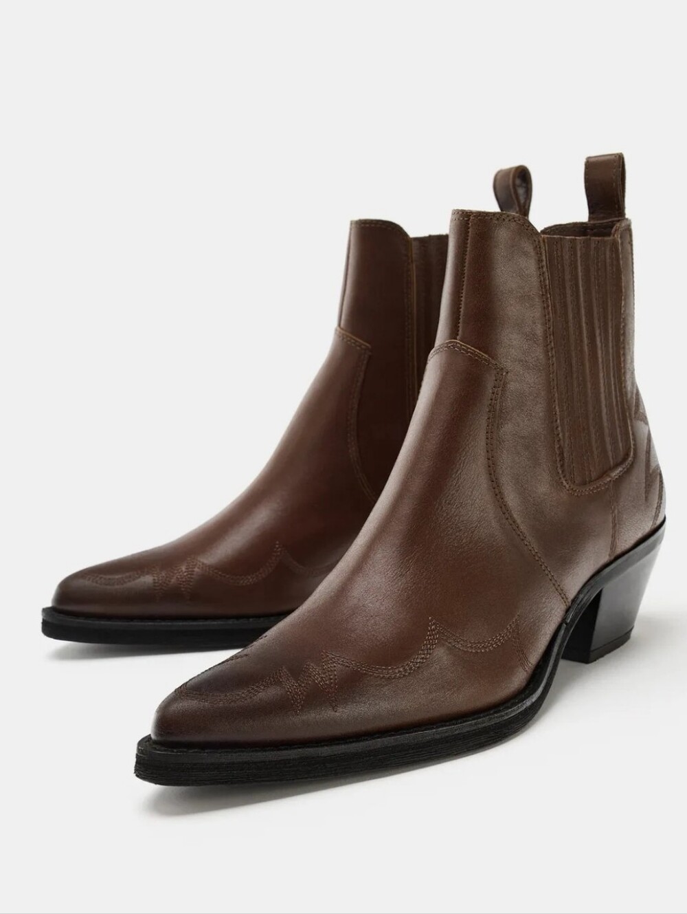 Zara Women's Brown Leather Chelsea Western Boots